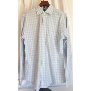 Brooks Brothers Non-Iron Dress Shirt – Blue Yellow White Plaid 15.5 / 35 Medium